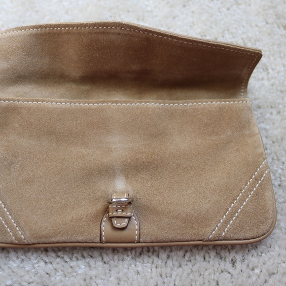 Coach Beige Suede Wristlet Clutch - Picture 2 of 4